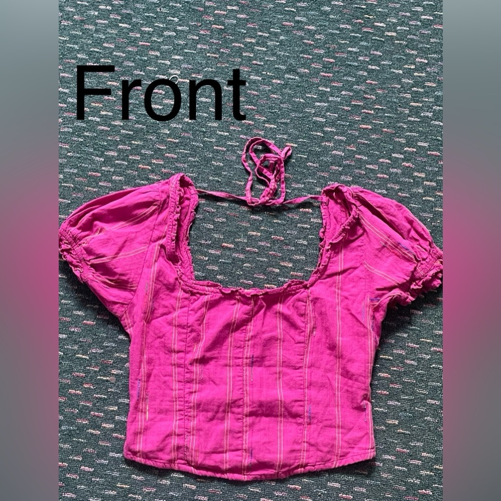 Free people pink puff sleeve top